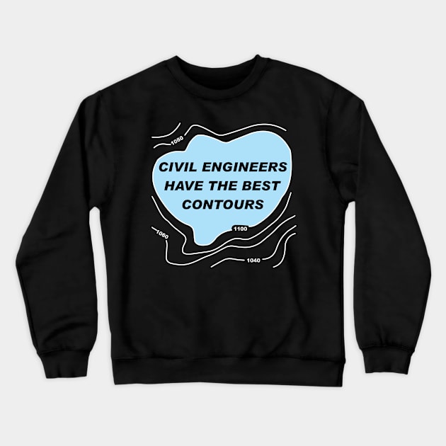 Civil Engineer Blue Contours White Lines Crewneck Sweatshirt by Barthol Graphics